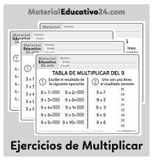 Tablas de multiplicar, ejercicios de la tabla del 2 a la tabla 9