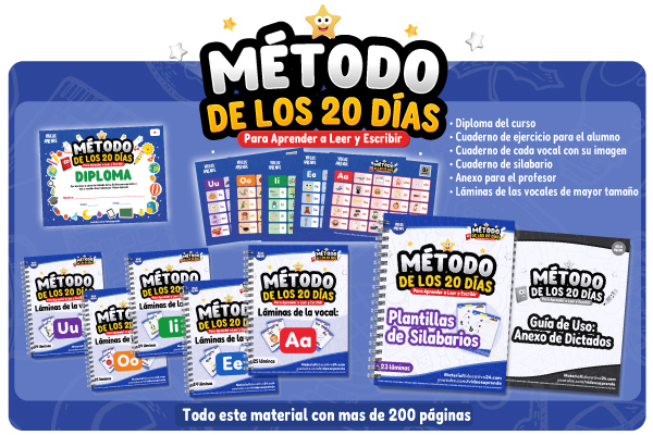 Material extra del método de los 20 días para aprender a leer y escribir Material extra de los 20 días para aprender a leer y escribir